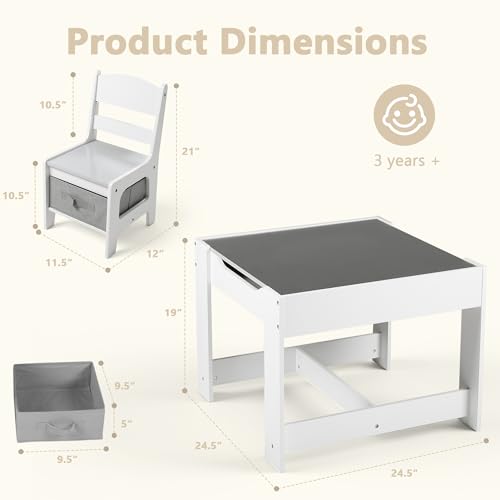 4-in-1 Kids Wooden Table and Chair Set