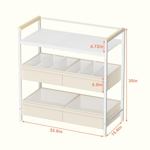 Baby Changing Table with Storage Bin and Safety Bumper