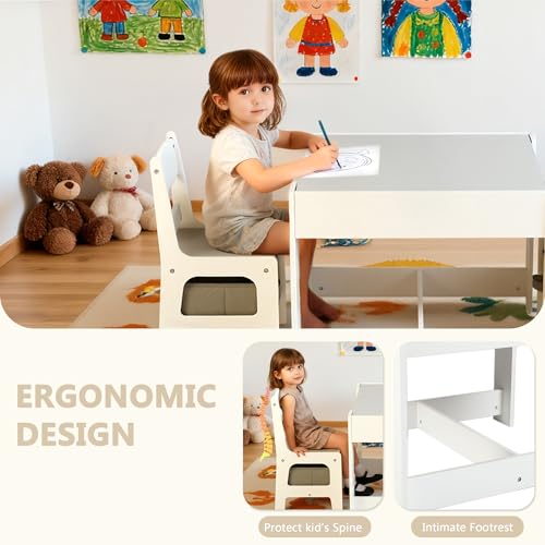 4-in-1 Kids Wooden Table and Chair Set