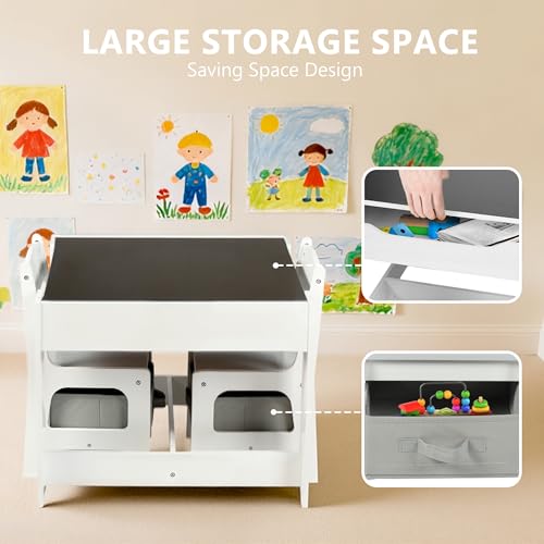 4-in-1 Kids Wooden Table and Chair Set