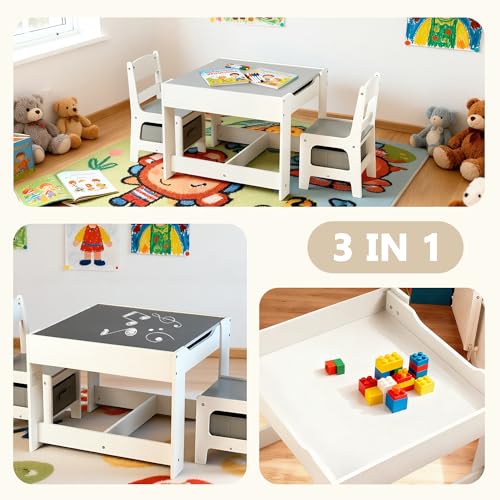 4-in-1 Kids Wooden Table and Chair Set