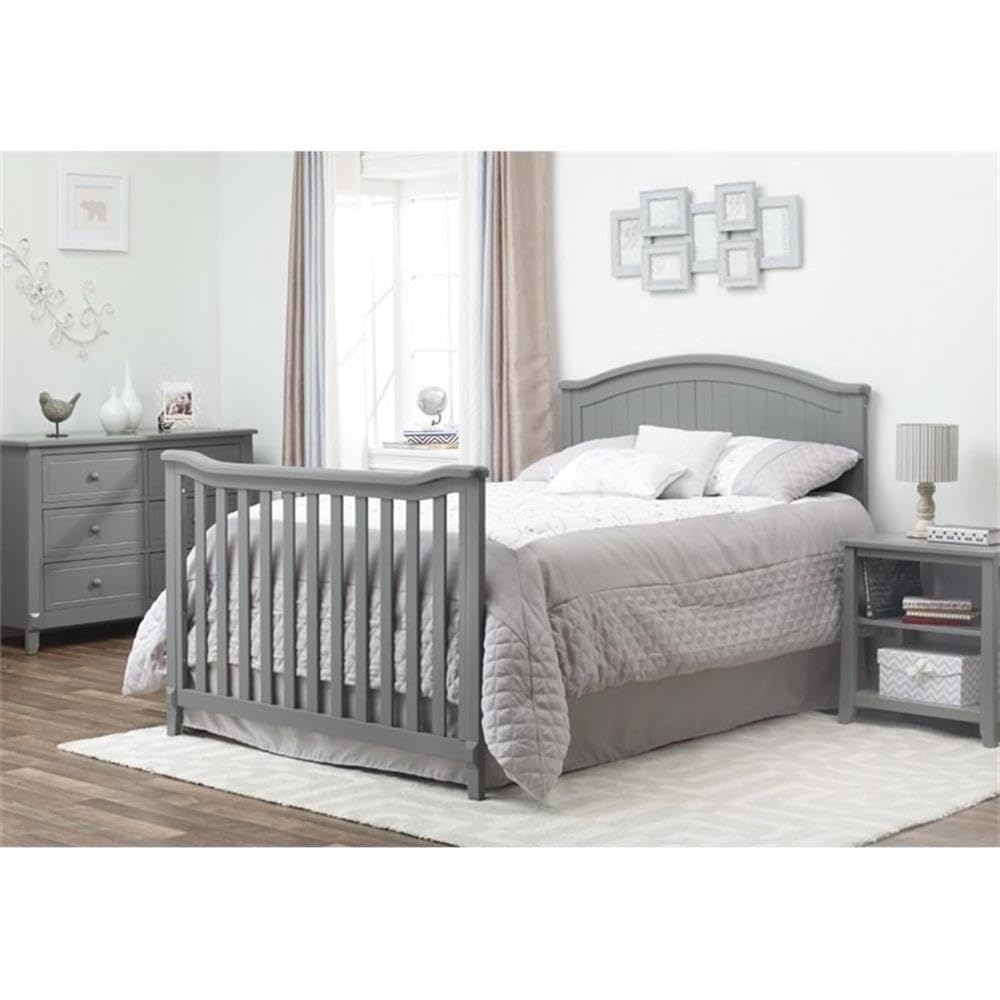 4-in-1 Adjustable Height Wood Crib – White