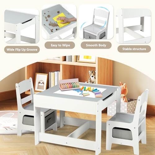 4-in-1 Kids Wooden Table and Chair Set