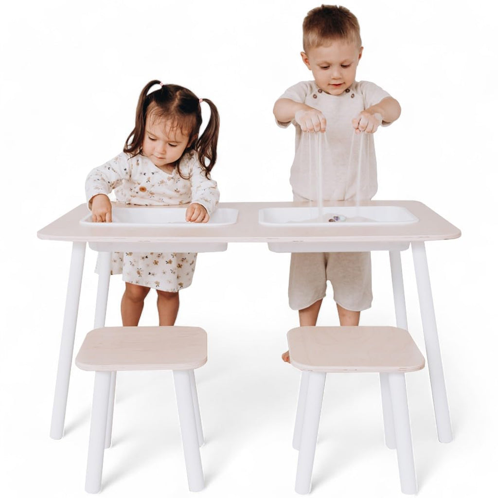 Kids Sensory Table Set with Stools and Activity Trays