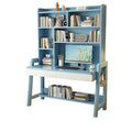 Solid Wood Writing Desk with Drawer and Storage Shelves