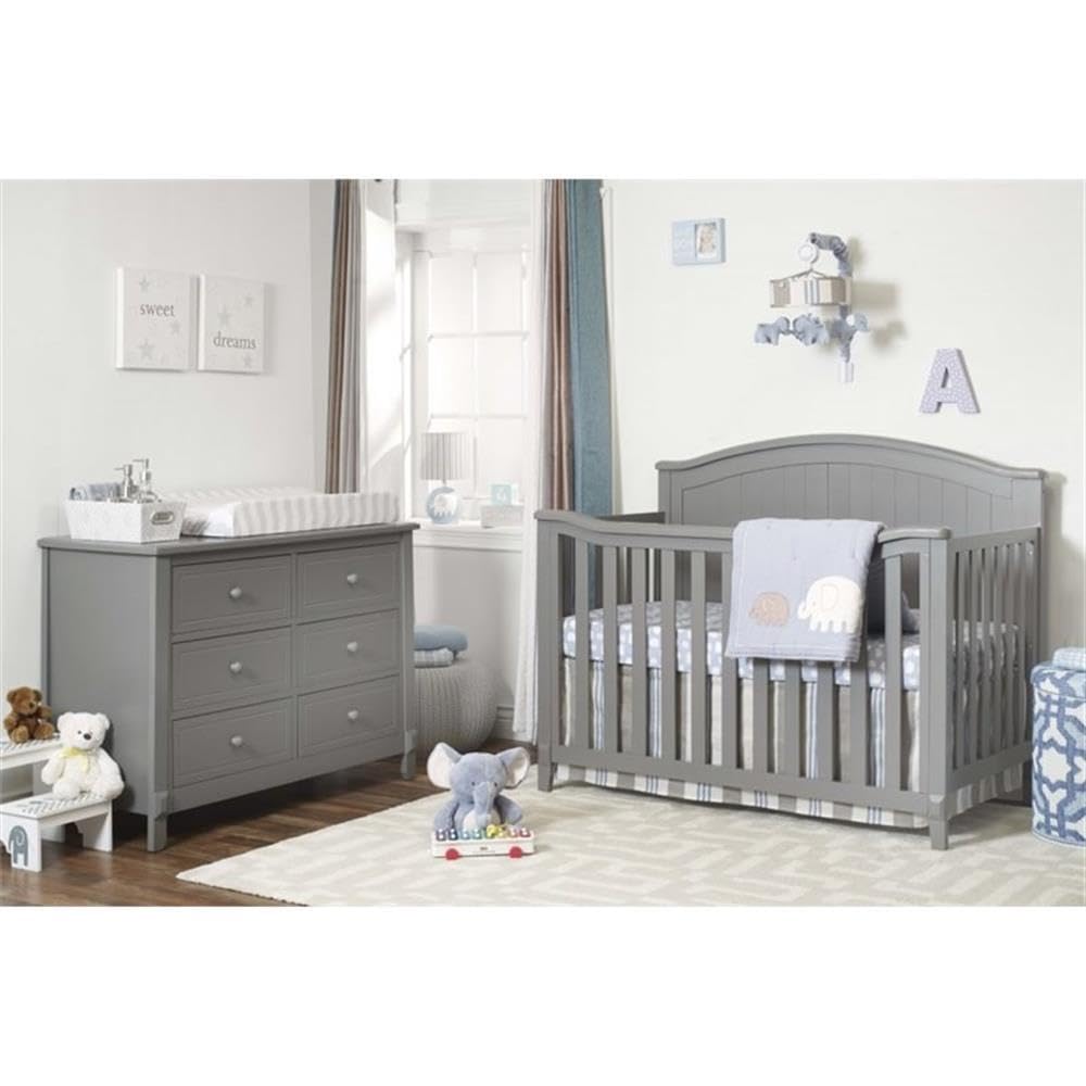 4-in-1 Adjustable Height Wood Crib – White