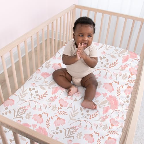 4-Pack Fitted Crib Sheet Set – Soft and Breathable Floral Design
