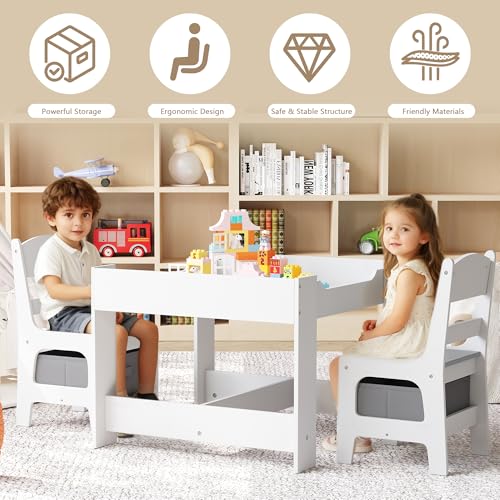 4-in-1 Kids Wooden Table and Chair Set