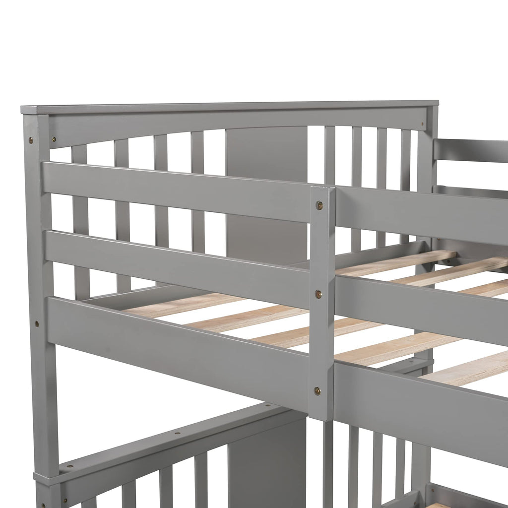 Full Over Full Bunk Bed with Storage Drawers