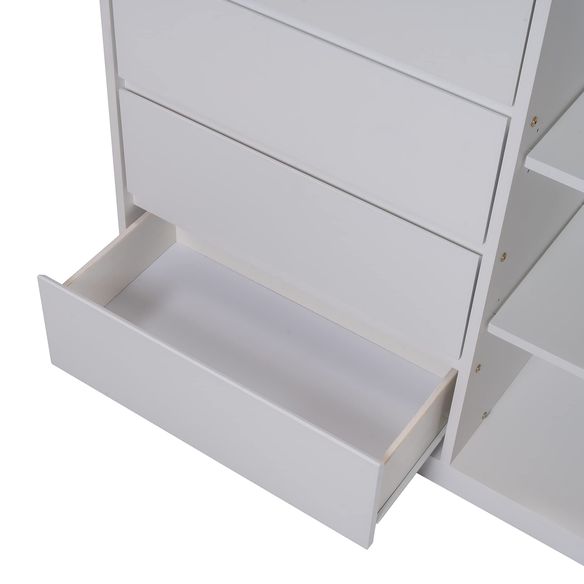 Twin Over Twin Bunk Bed with Storage Drawers and Shelves