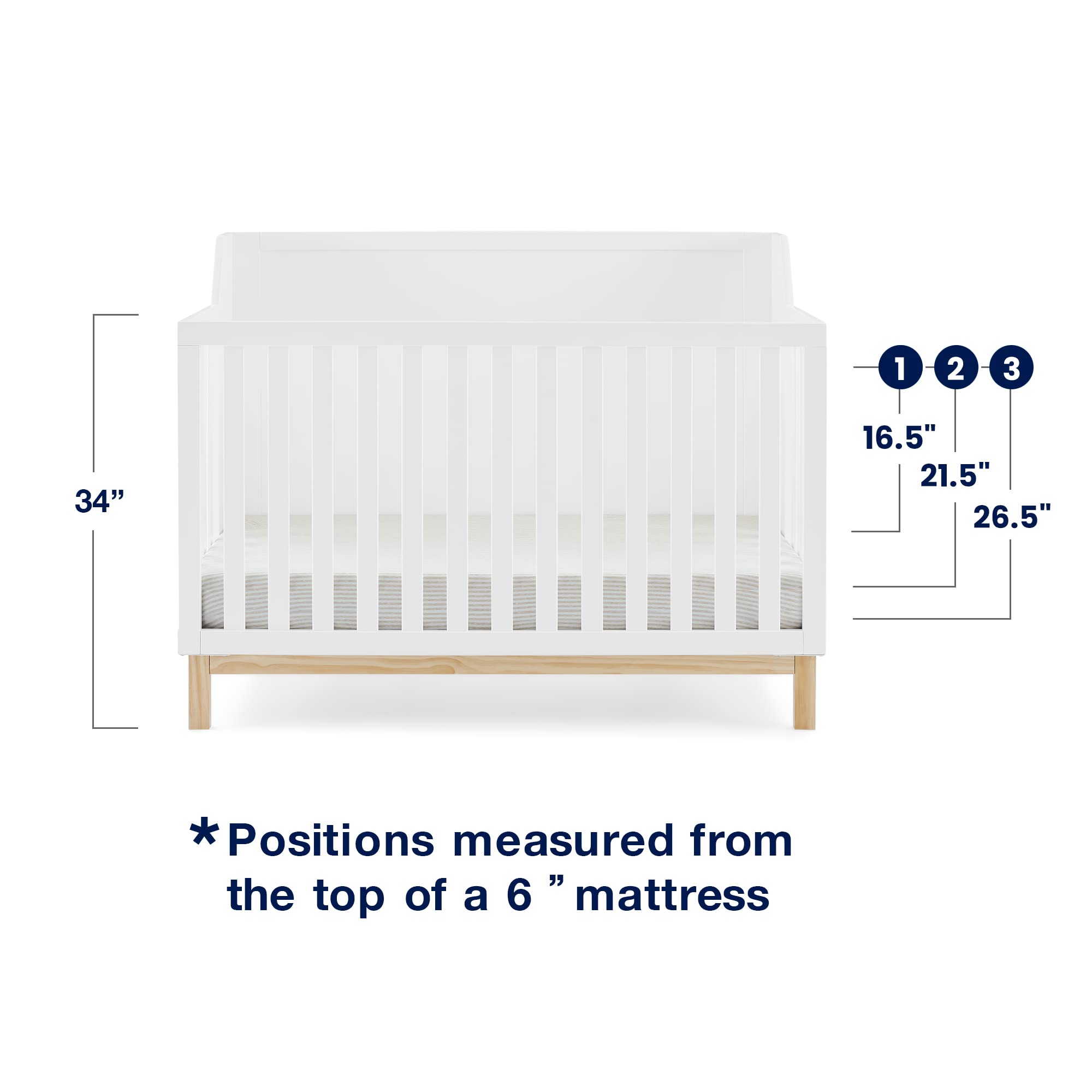 6-in-1 Convertible Crib with Adjustable Mattress Heights – Grows with Child