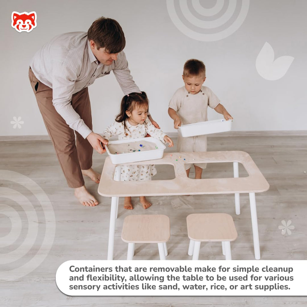 Kids Sensory Table Set with Stools and Activity Trays
