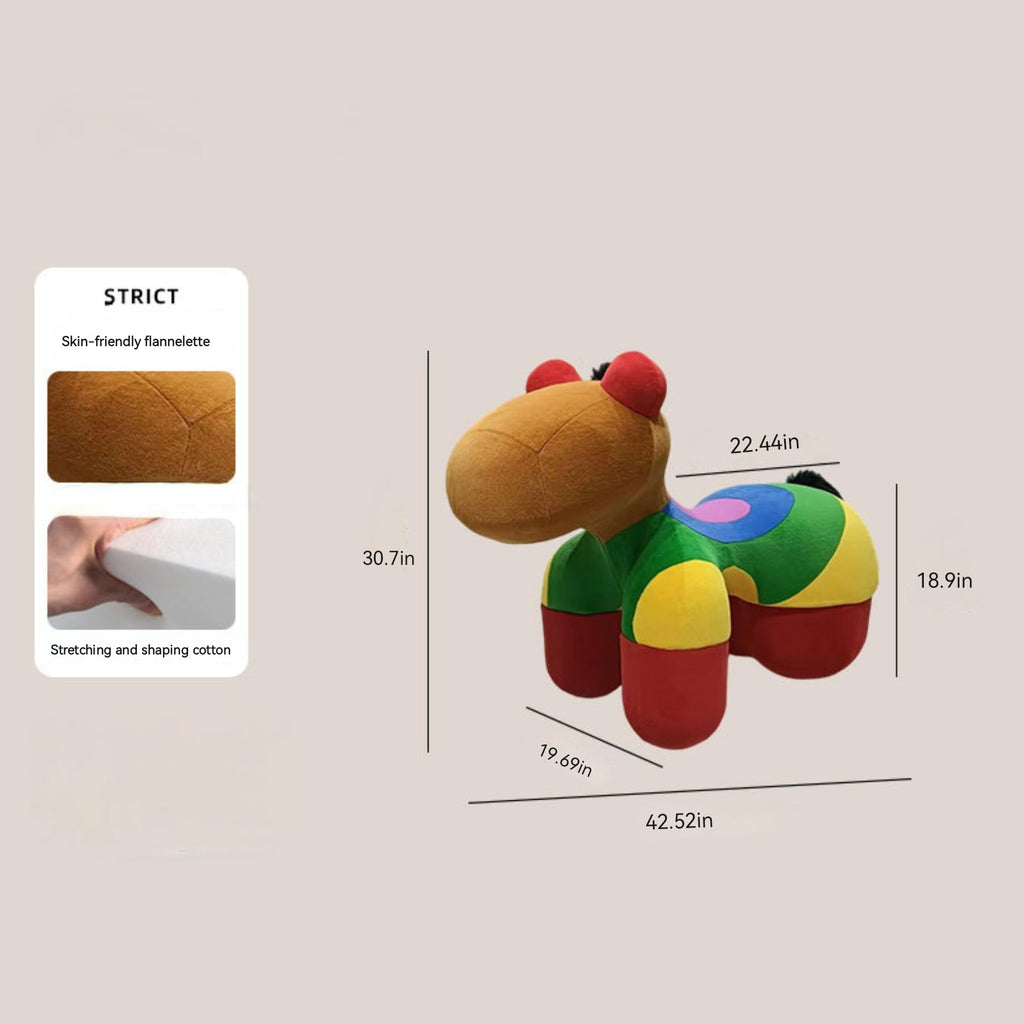 Plush Rainbow Pony Kids Chair – Animal-Shaped Stool