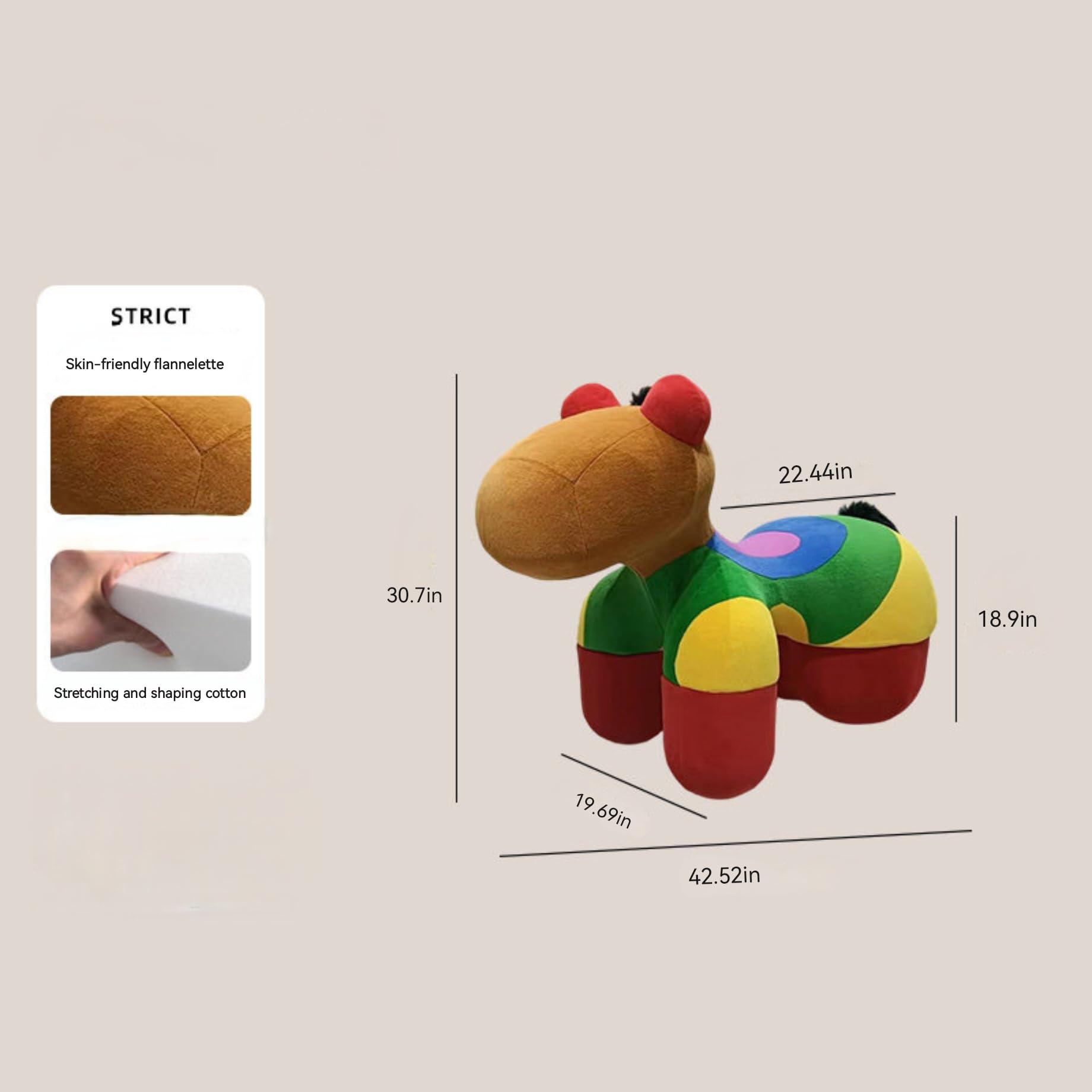 Plush Rainbow Pony Kids Chair – Animal-Shaped Stool
