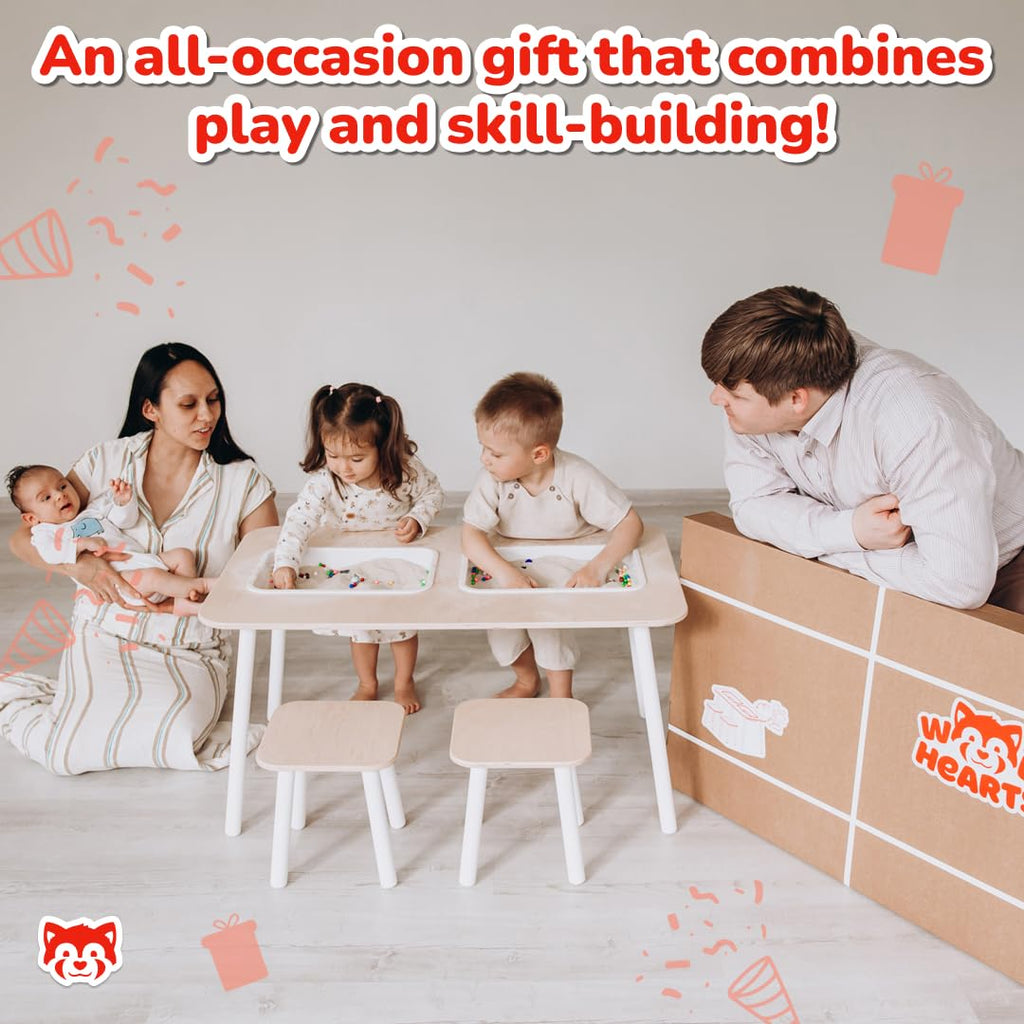 Kids Sensory Table Set with Stools and Activity Trays