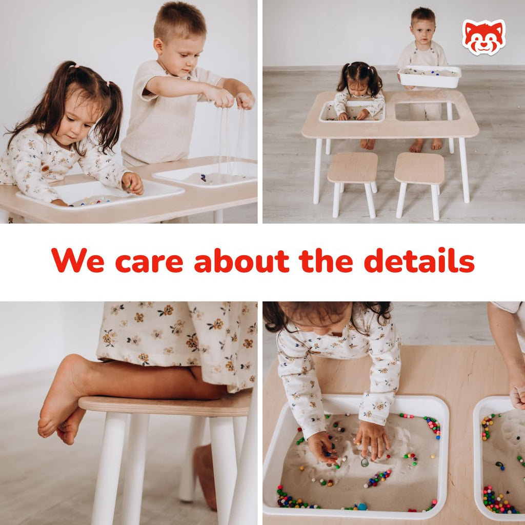 Kids Sensory Table Set with Stools and Activity Trays