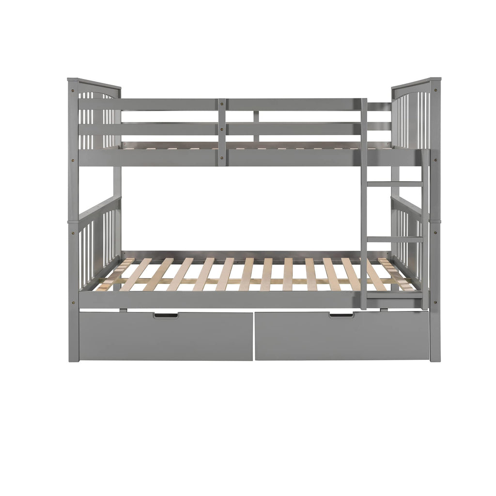 Full Over Full Bunk Bed with Storage Drawers