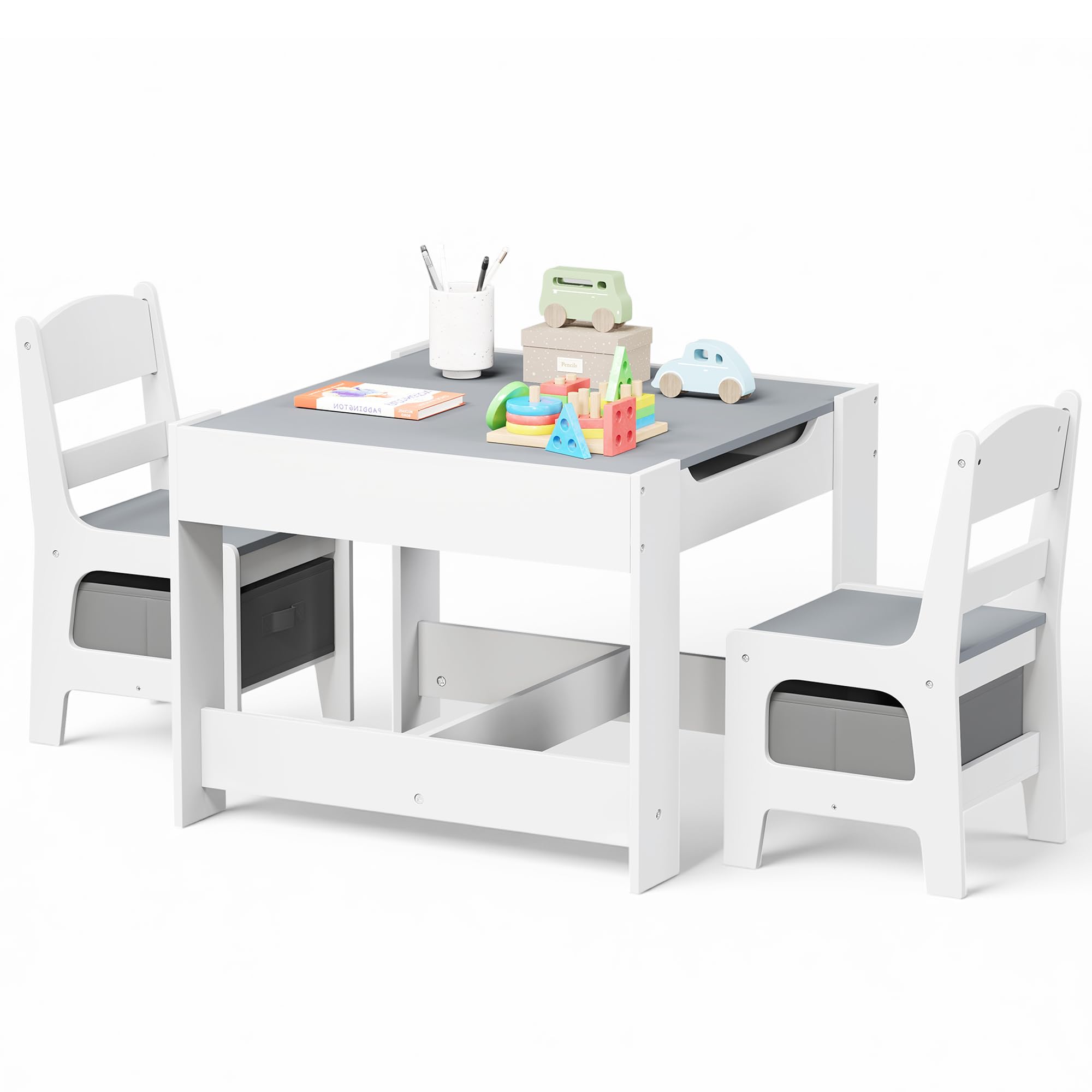 4-in-1 Kids Wooden Table and Chair Set