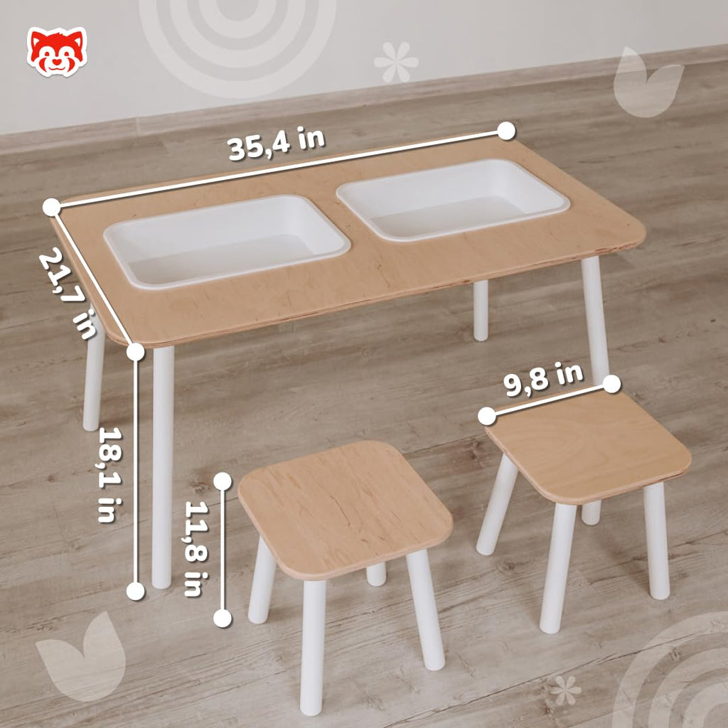 Kids Sensory Table Set with Stools and Activity Trays