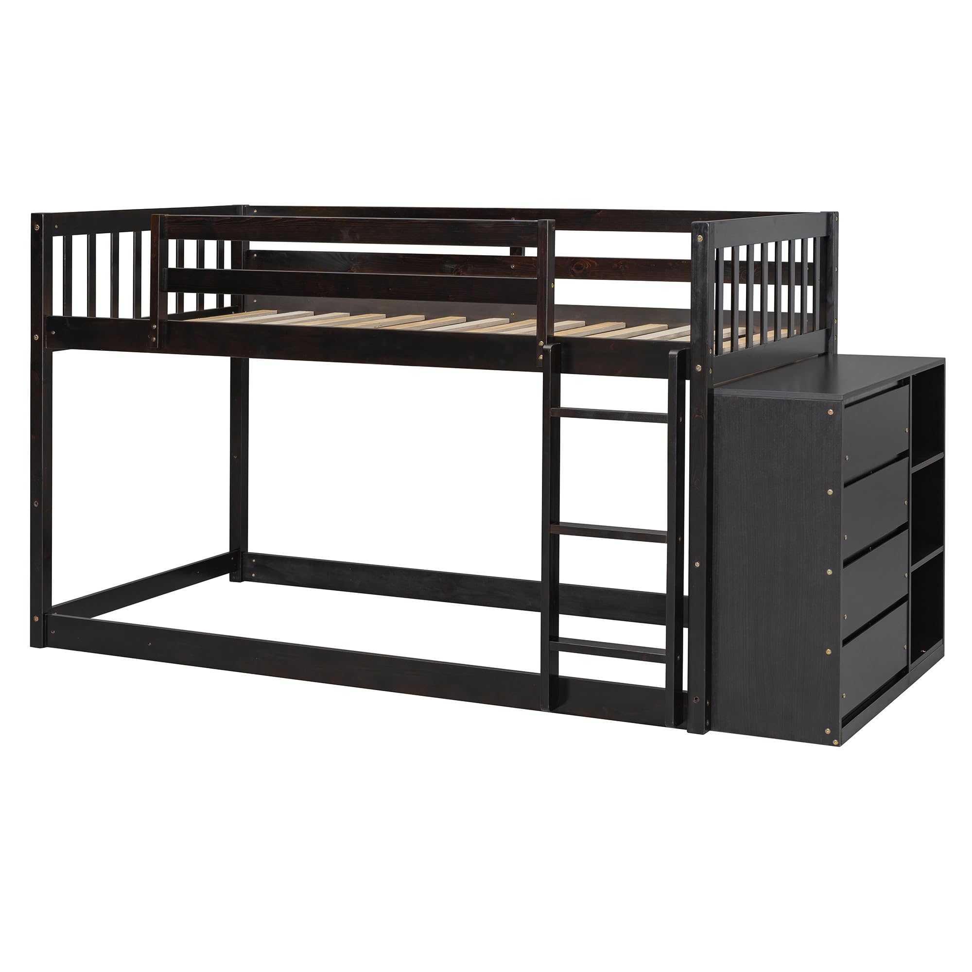 Bunk Bed with Storage Drawers and Shelves