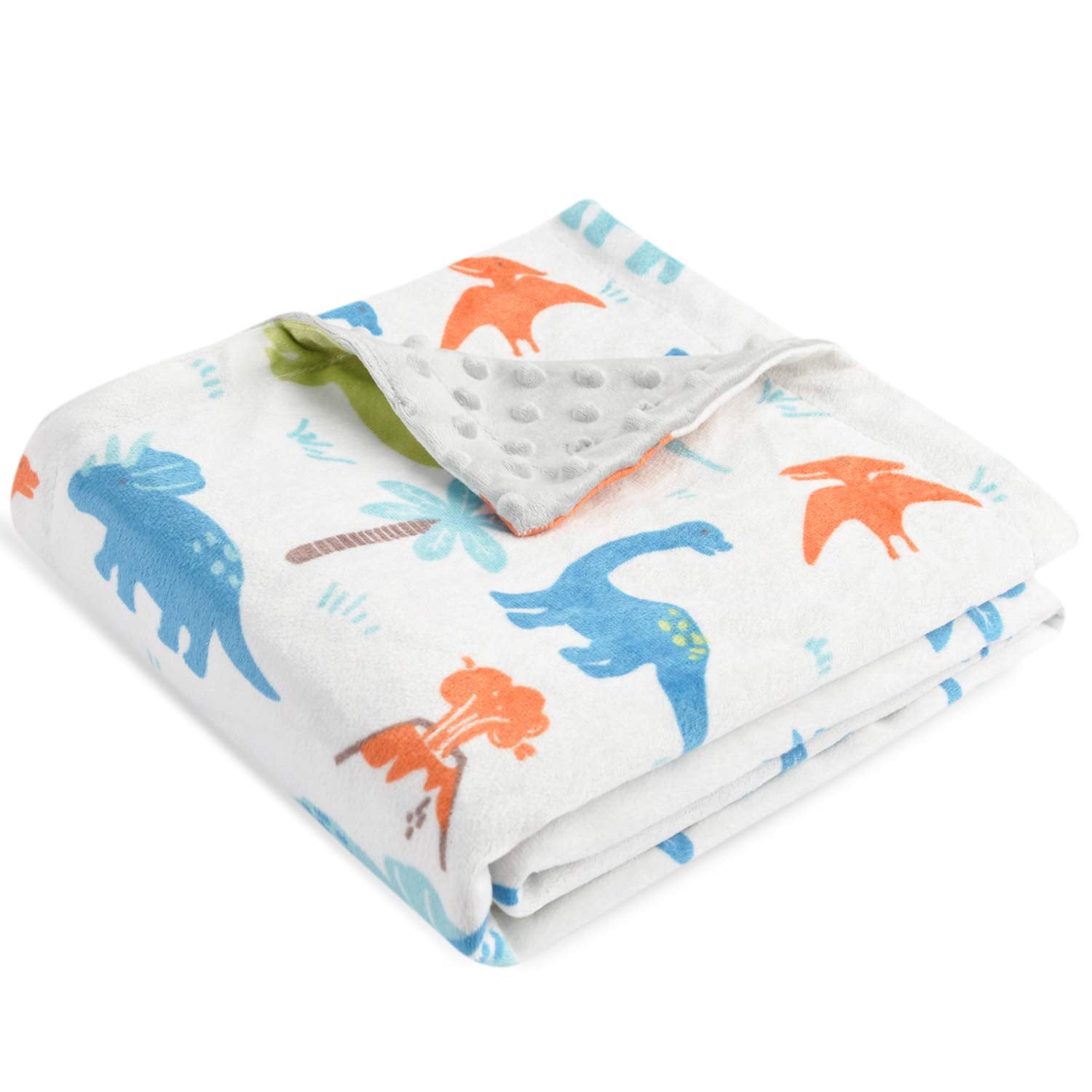 Super Soft Double-Layer Minky Baby Blanket with Dotted Backing