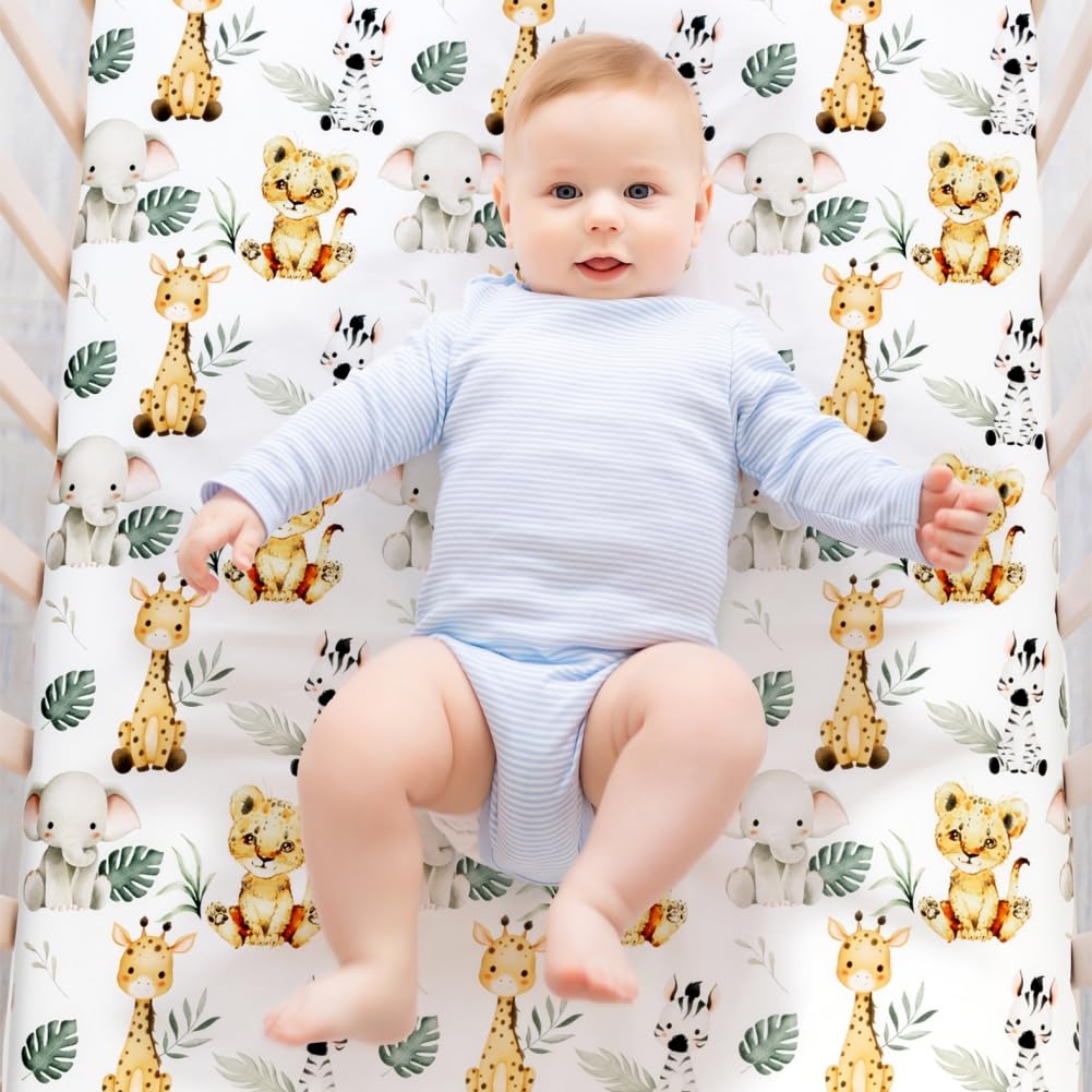 Safari Baby Crib Bedding Set with Comforter, Sheet, and Bed Skirt