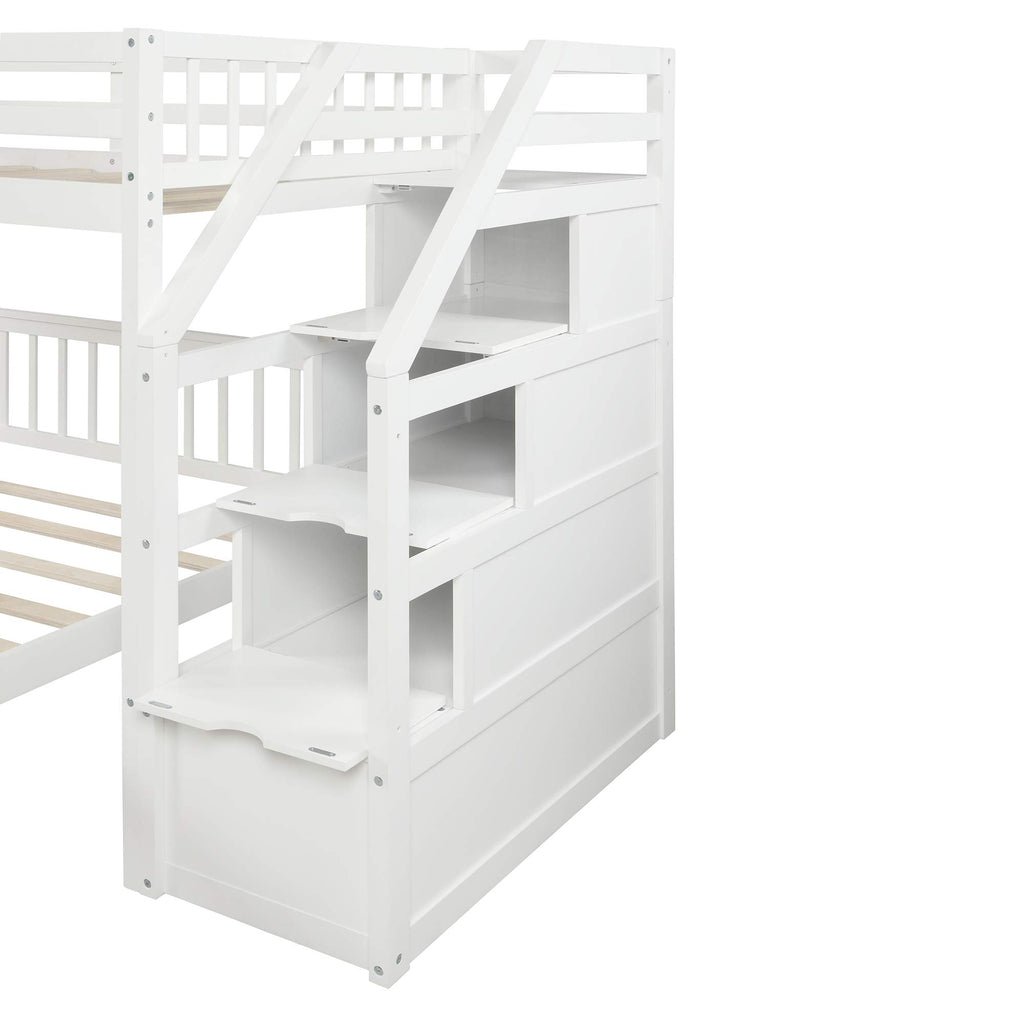 Twin over Full Loft Bed with Staircase Storage for Kids & Teens