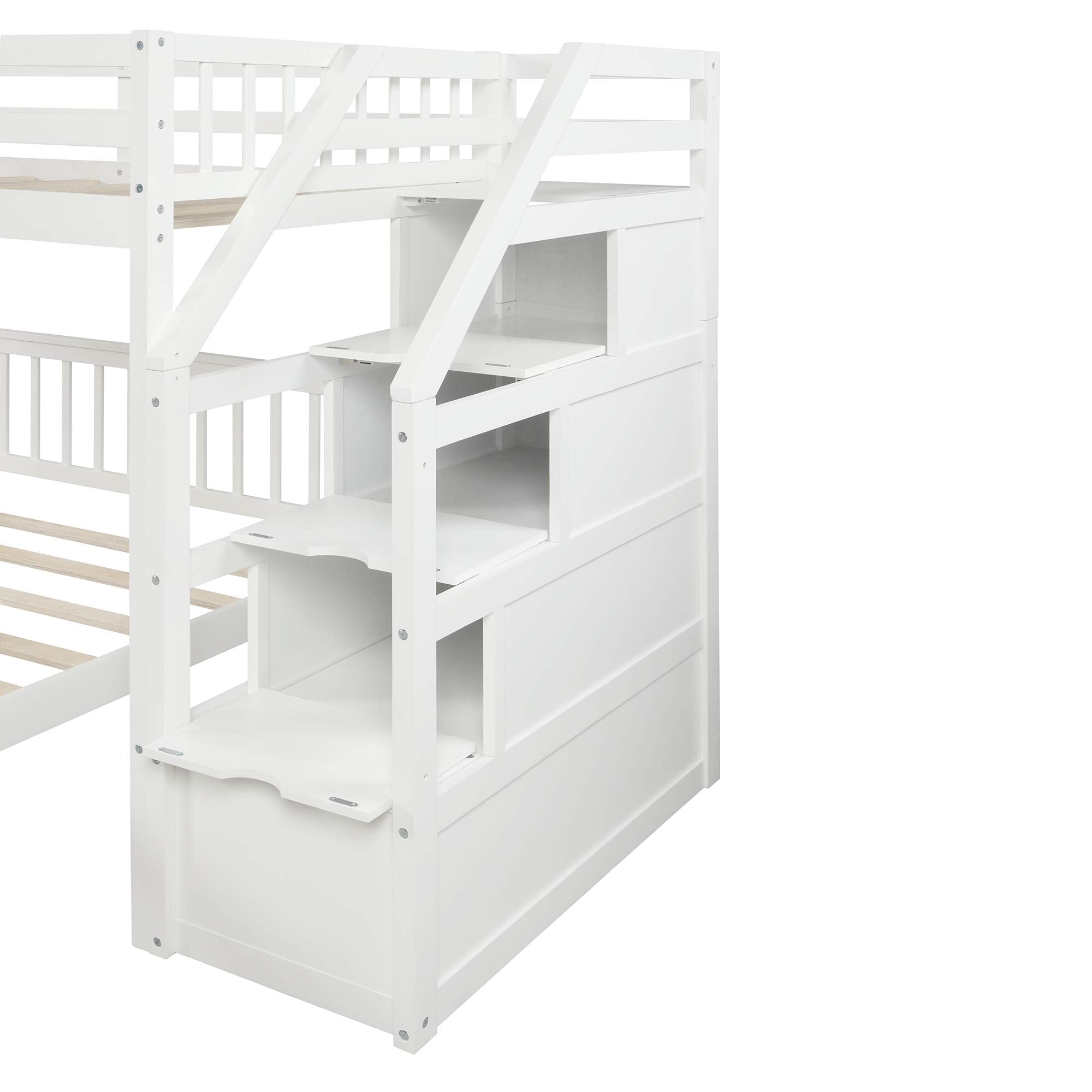Twin over Full Loft Bed with Staircase Storage for Kids & Teens