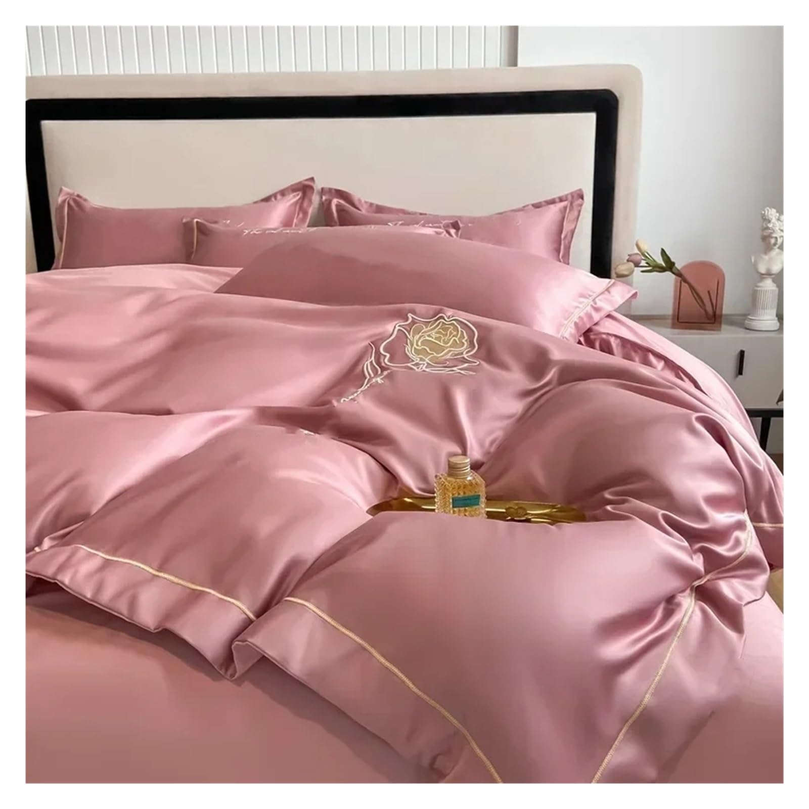 Girls Cotton Bedding Set with Heart and Butterfly Embroidery