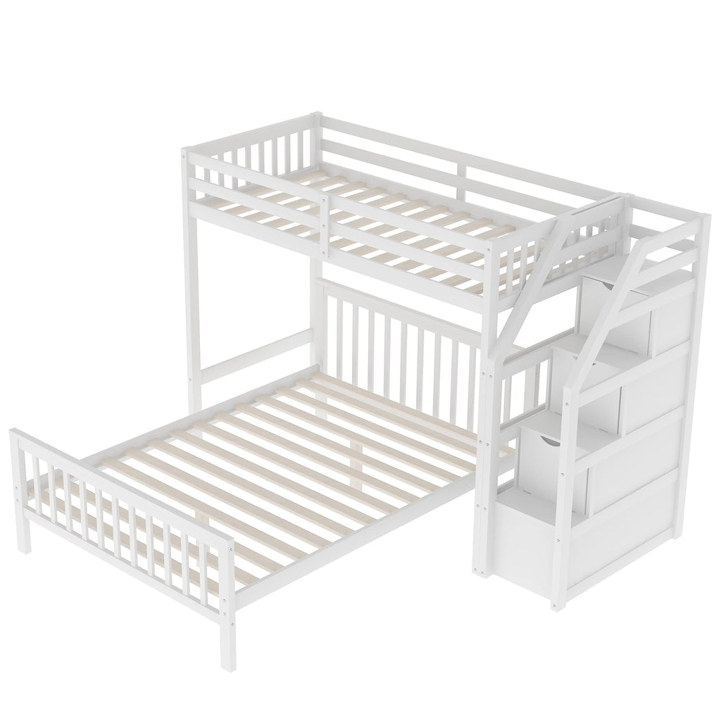 Twin over Full Loft Bed with Staircase Storage for Kids & Teens