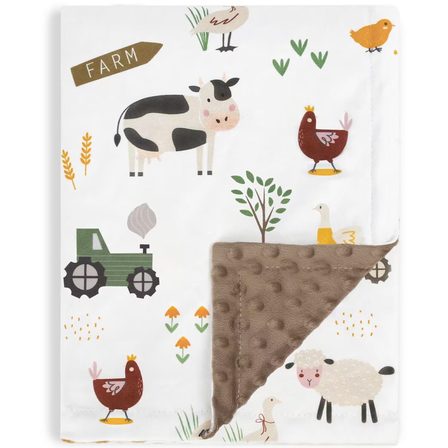 Super Soft Double-Layer Minky Baby Blanket with Dotted Backing