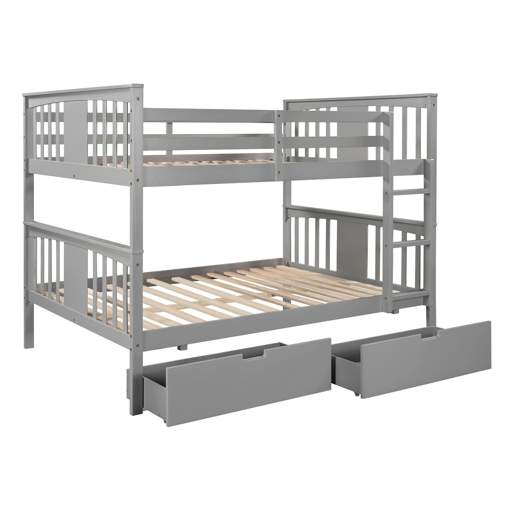 Full Over Full Bunk Bed with Storage Drawers