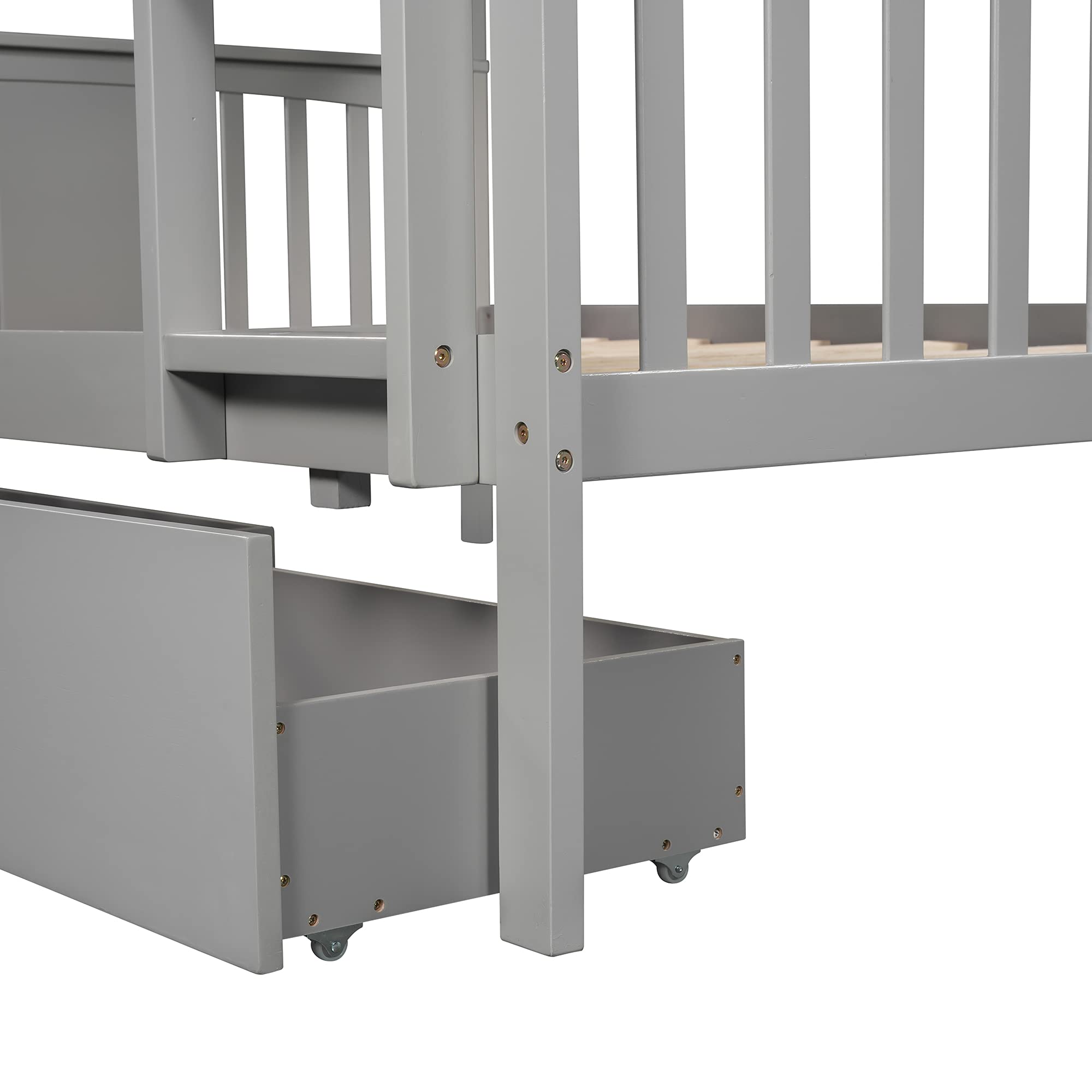 Full Over Full Bunk Bed with Storage Drawers