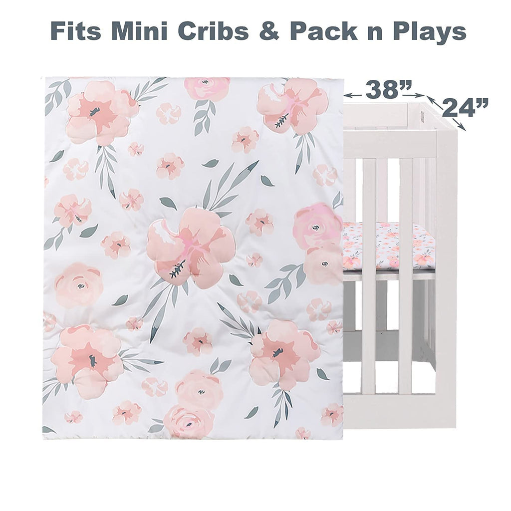 Crib Bedding Set with Skirt, Blanket, and Sheet for Babies