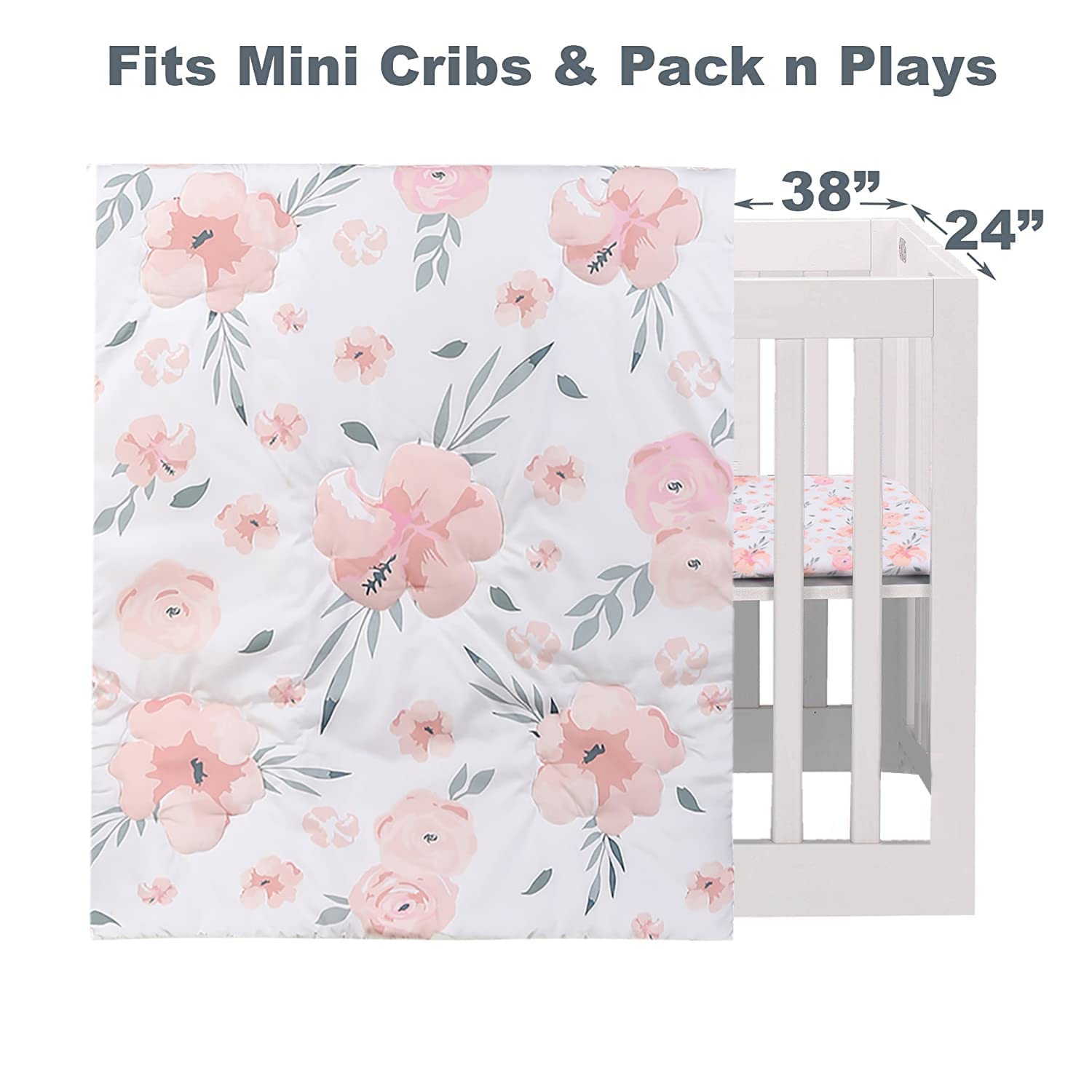 Crib Bedding Set with Skirt, Blanket, and Sheet for Babies