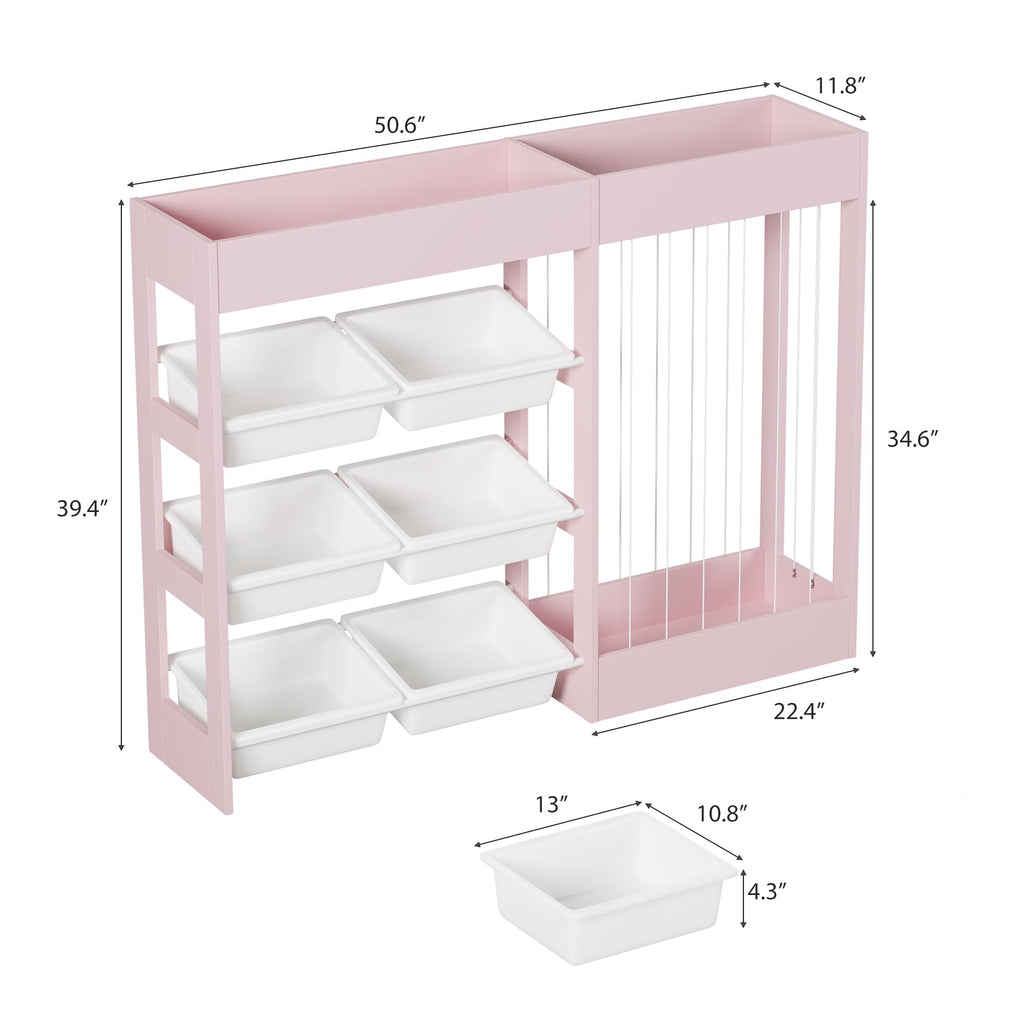 Large Toy Storage Organizer with Removable Bins and Bookshelf