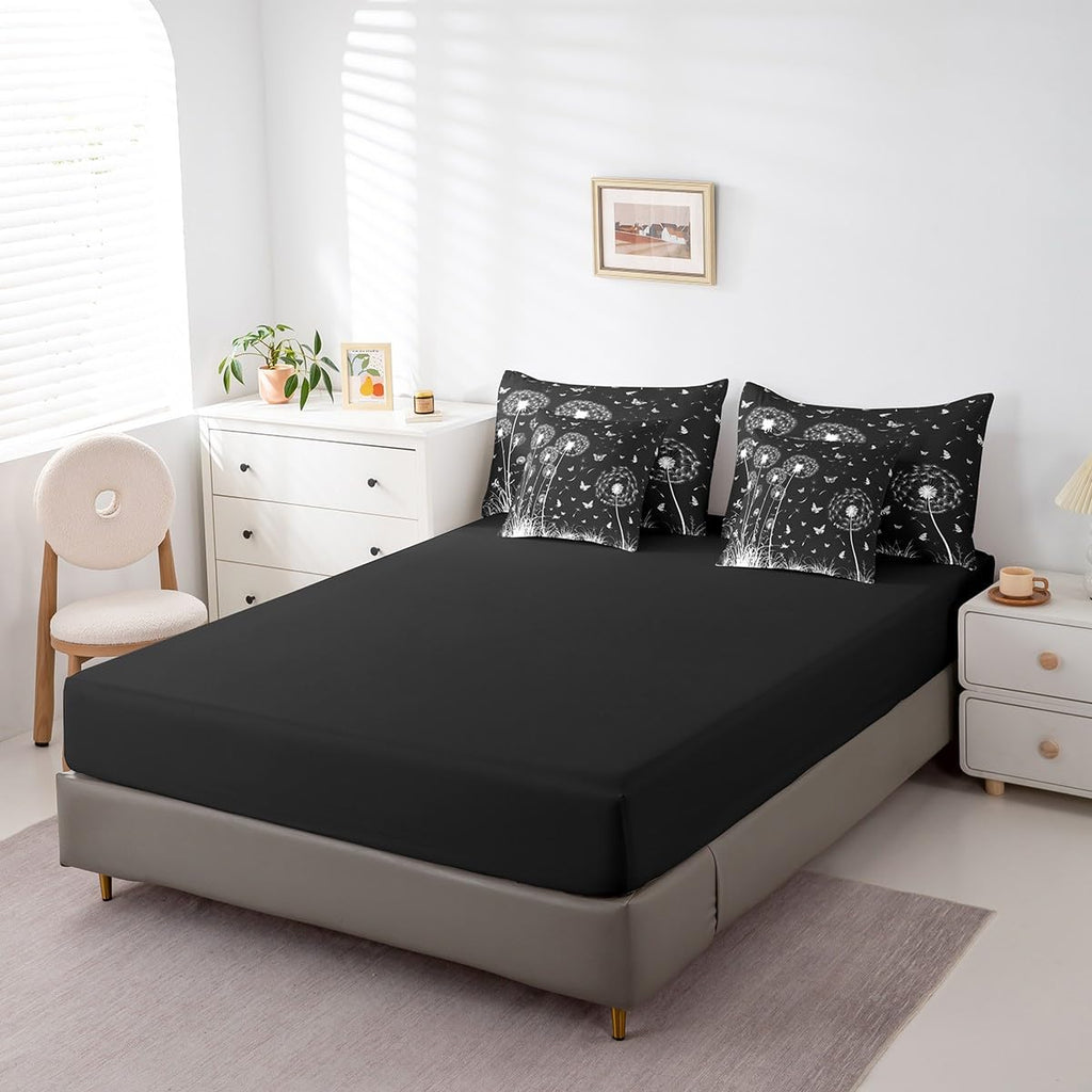 Butterfly and Dandelion Comforter Set with Floral Print Sheets