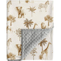 Safari Animal Baby Blanket with Double-Layer Dotted Backing