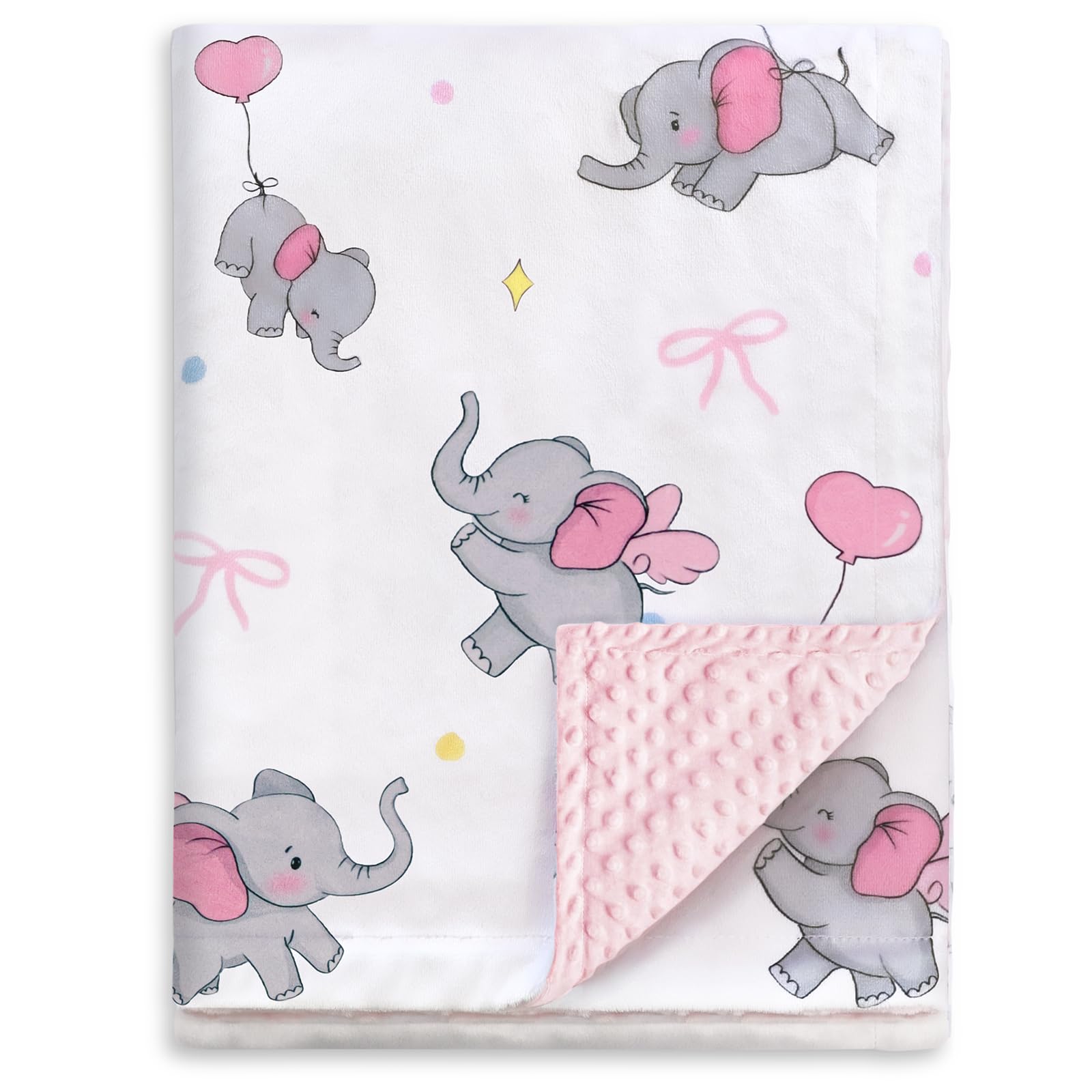 Super Soft Double-Layer Minky Baby Blanket with Dotted Backing