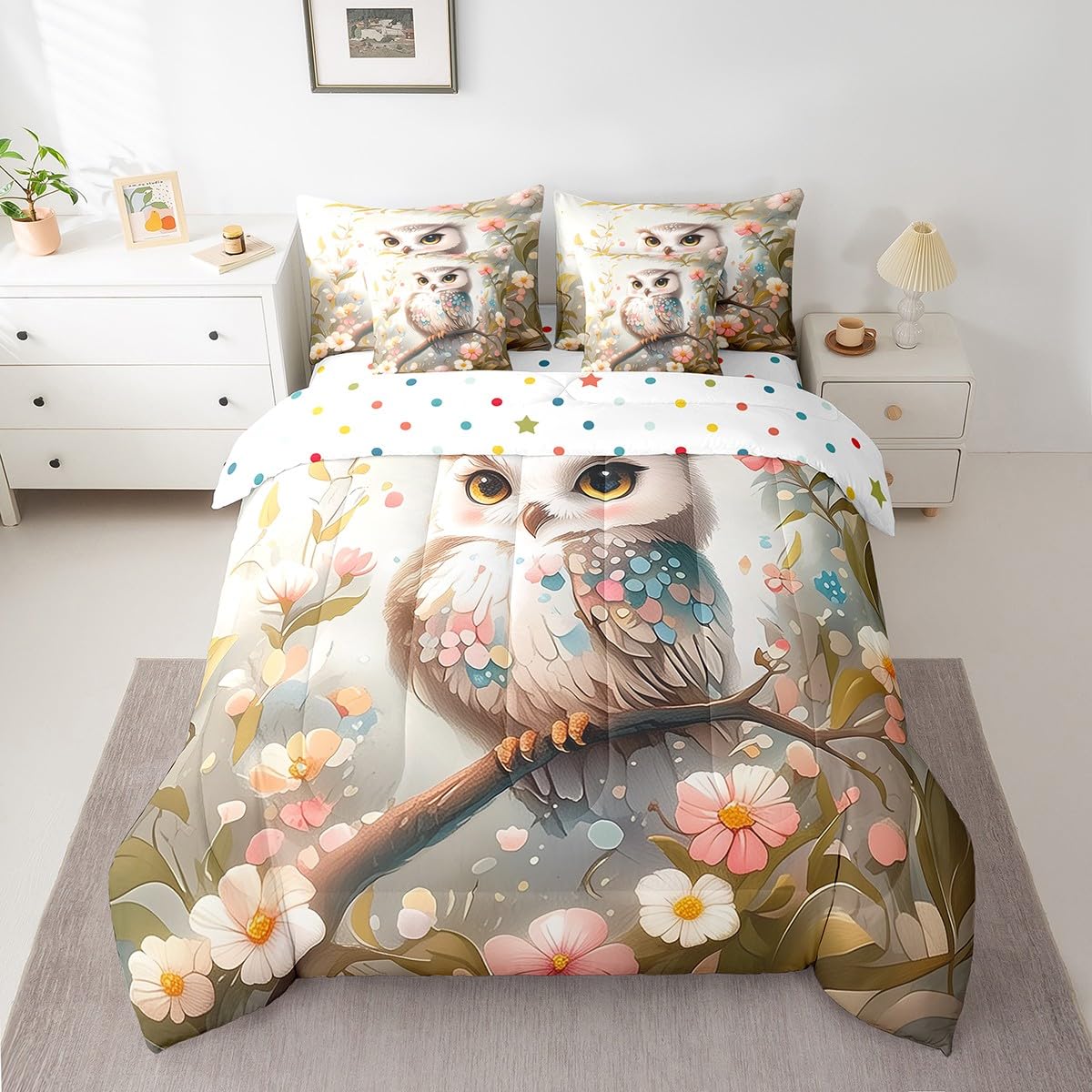 Butterfly and Dandelion Comforter Set with Floral Print Sheets