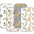 4-Pack Safari Animal Fitted Crib Sheet Set