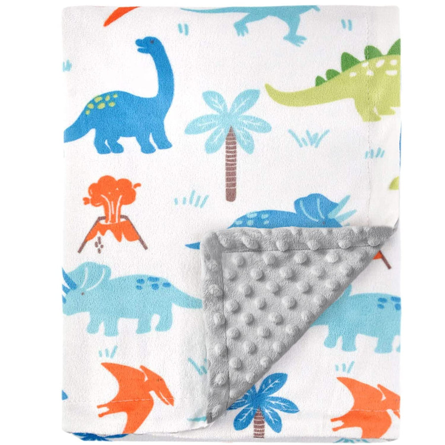 Super Soft Double-Layer Minky Baby Blanket with Dotted Backing