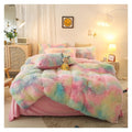 Luxury 4-Piece Shaggy Princess Bedding Set with Comforter and Blanket
