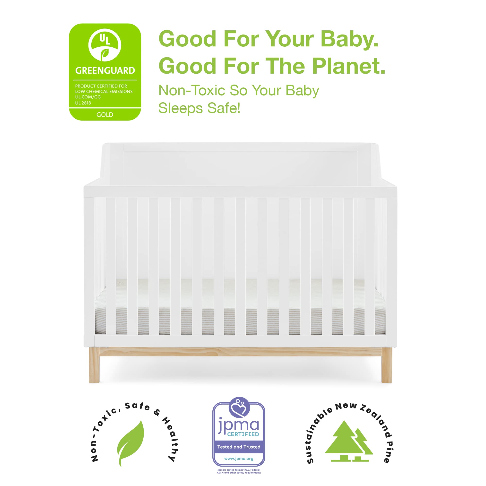 6-in-1 Convertible Crib with Adjustable Mattress Heights – Grows with Child