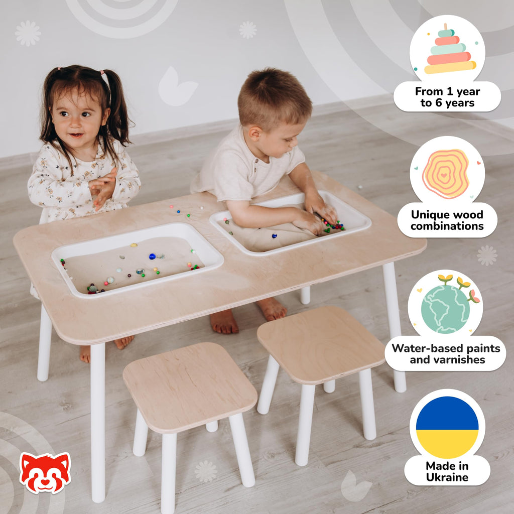 Kids Sensory Table Set with Stools and Activity Trays