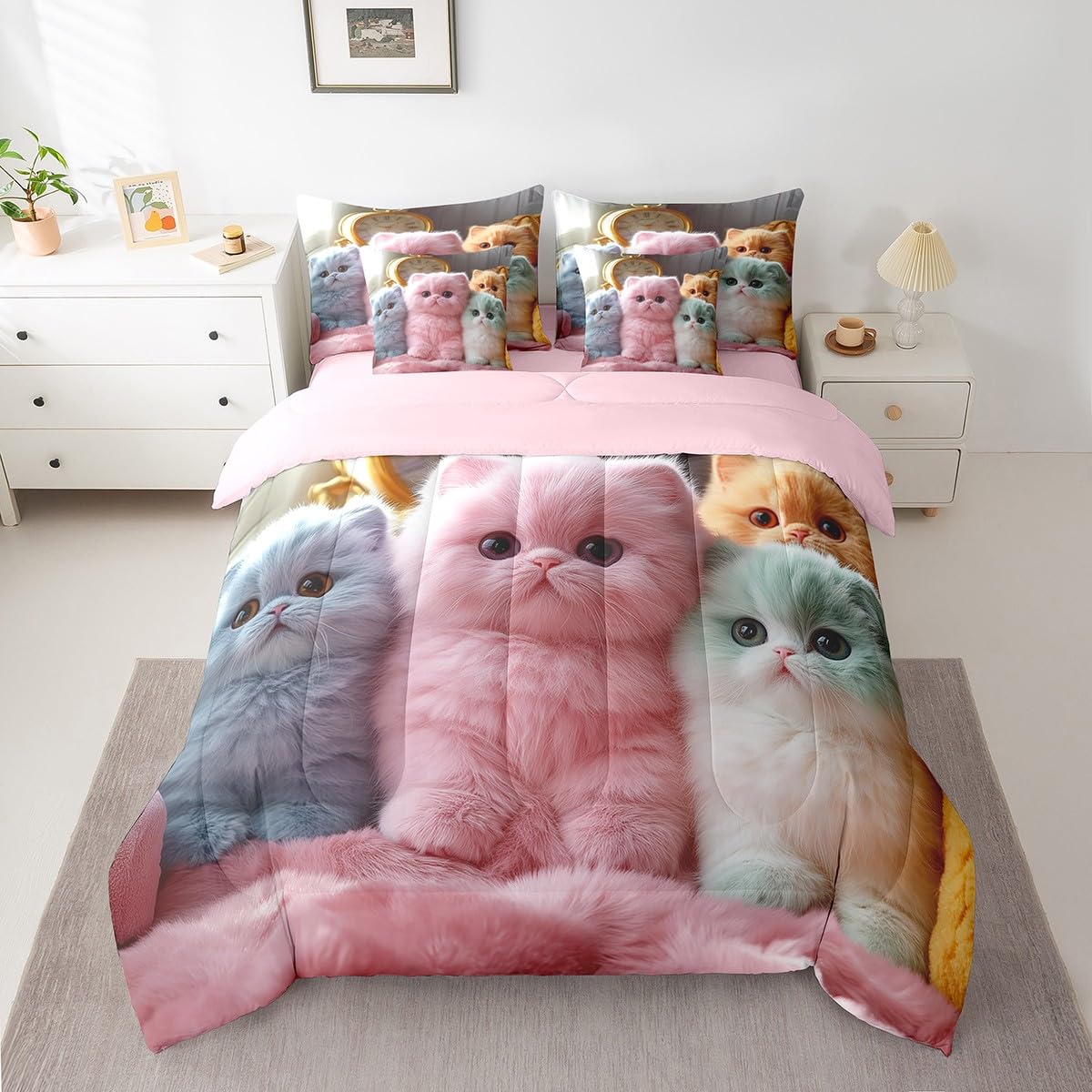 Butterfly and Dandelion Comforter Set with Floral Print Sheets
