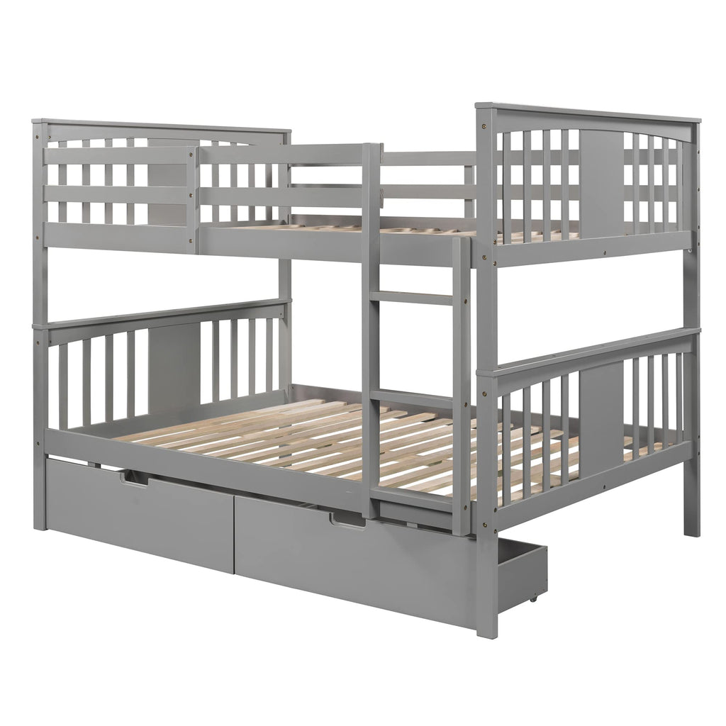 Full Over Full Bunk Bed with Storage Drawers