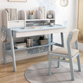 Modern Kids Wooden Desk with Open Shelf and Drawers
