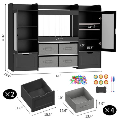 Montessori Kids Toy Storage Organizer with Bins, Toy Boxes, and Magnetic Board