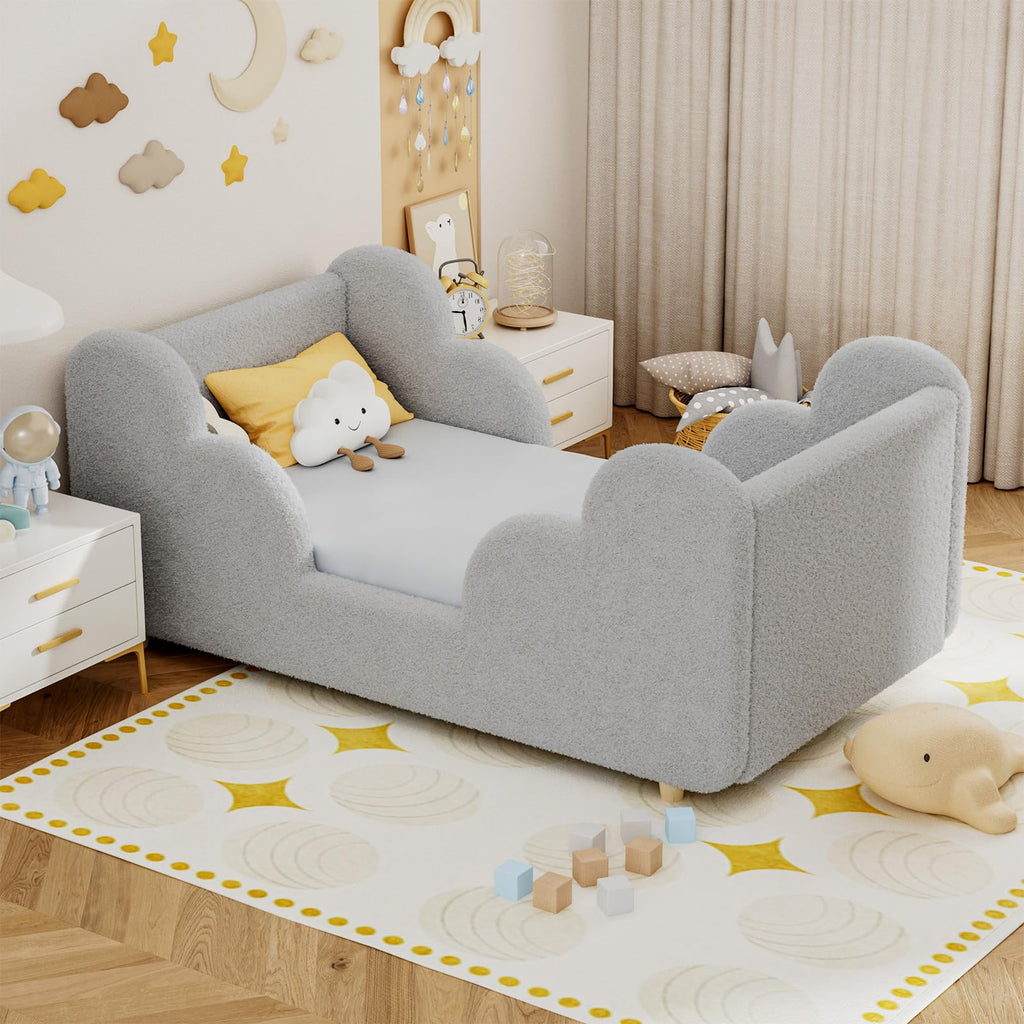 Upholstered Toddler Floor Bed for Kids Ages 3-7